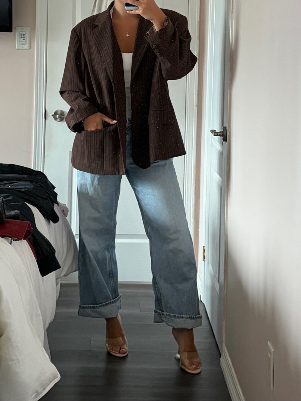 Style & Co. Brown Pinstripe Blazer